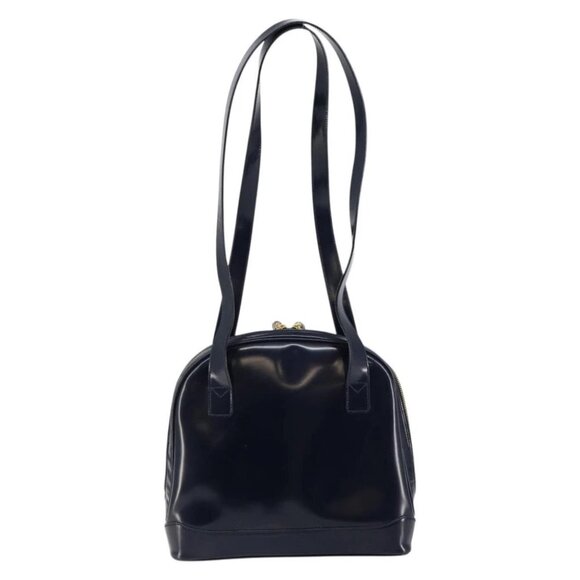 GUCCI Bamboo Shoulder Bag Patent leather Navy Gold - Picture 3 of 16